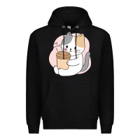 Black Cat Drinking Coffee Kitten Kawaii Japanese Kitty Premium Hoodie - linhVisuals