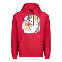 Cardinal Cat Drinking Coffee Kitten Kawaii Japanese Kitty Premium Hoodie - linhVisuals