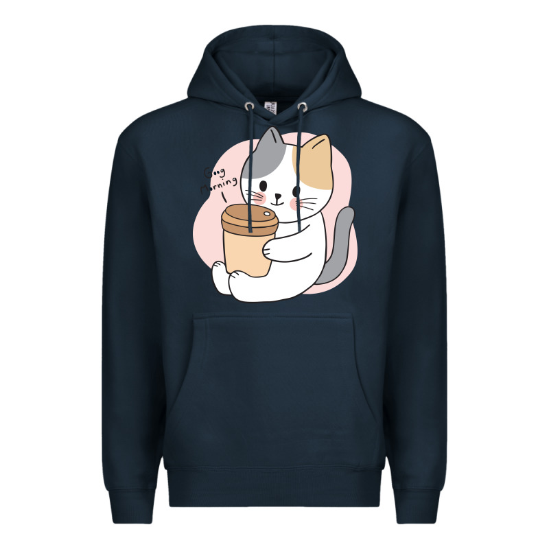 Cat Drinking Coffee Kitten Kawaii Japanese Kitty Premium Hoodie by linhVisuals | Teevron