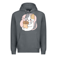 Rock Cat Drinking Coffee Kitten Kawaii Japanese Kitty Premium Hoodie - linhVisuals