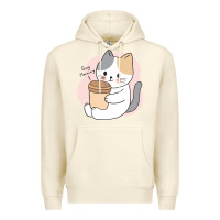 Sandshell Cat Drinking Coffee Kitten Kawaii Japanese Kitty Premium Hoodie - linhVisuals