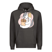 Smoke Cat Drinking Coffee Kitten Kawaii Japanese Kitty Premium Hoodie - linhVisuals