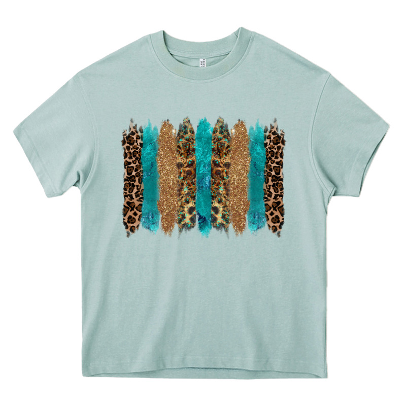 Glitter Turqoise Leopard Tooled Leather Background Heavy Core Tee by RanaPortraitStore | Teevron