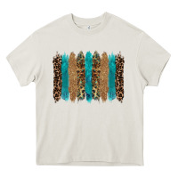 Cream glitter turqoise leopard tooled leather background Heavy Core Tee - RanaPortraitStore