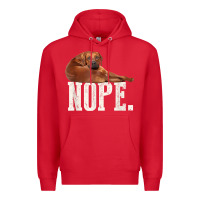 Red nope lazy rhodesian ridgeback t shirt dog lover gift tee Premium Hoodie - linhVisuals