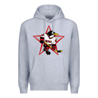 Heather Grey Red Penguin 1990's Russian Premium Hoodie - linhVisuals