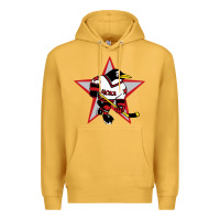 Mustard Red Penguin 1990's Russian Premium Hoodie - linhVisuals