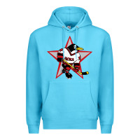 Ocean Blue Red Penguin 1990's Russian Premium Hoodie - linhVisuals