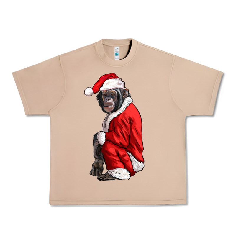 Chimpanzee With Santa Clothes Urban Heavy Tee by LillyAllenDesigns | Teevron