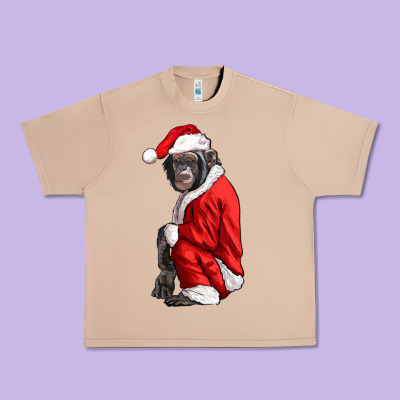 Chimpanzee With Santa Clothes Urban Heavy Tee Designed By Lillyallendesigns