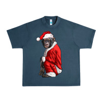 Midnight Navy Chimpanzee With Santa Clothes Urban Heavy Tee - LillyAllenDesigns