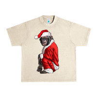 Sandshell Chimpanzee With Santa Clothes Urban Heavy Tee - LillyAllenDesigns