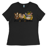 Black peace love chicken Ladies Tee - LillyAllenDesigns