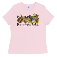 Bubblegum Pink peace love chicken Ladies Tee - LillyAllenDesigns