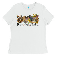 White peace love chicken Ladies Tee - LillyAllenDesigns
