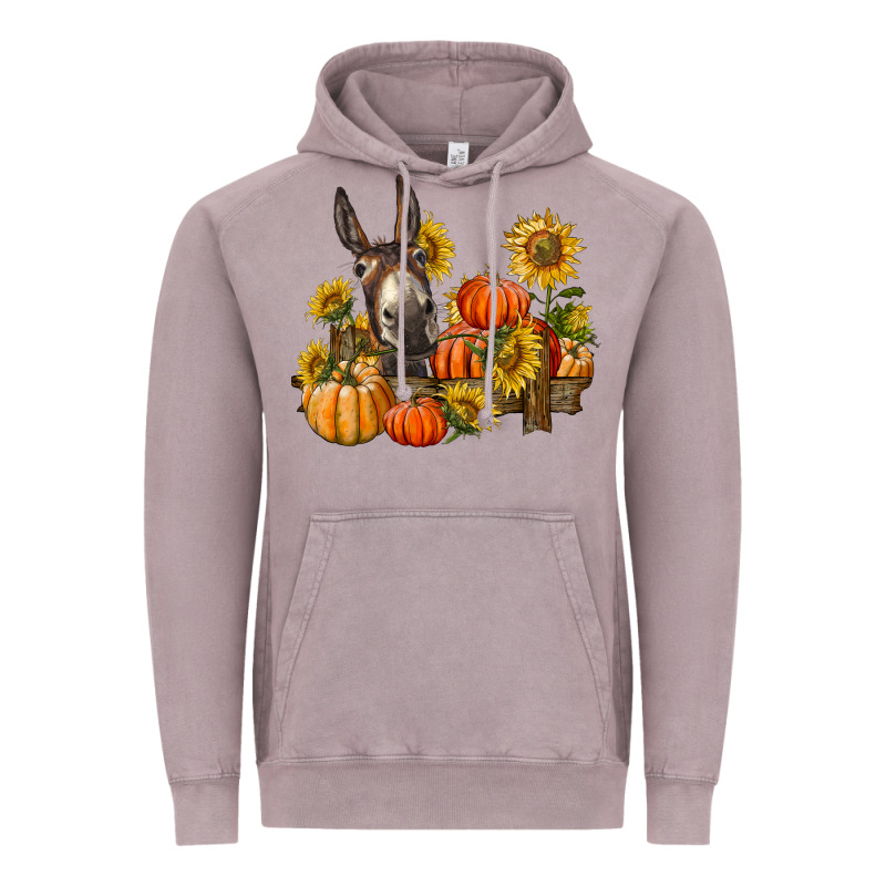 Donkey Sunflower And Pumpkin Farm Vintage Hoodie by BarkalooDesign | Teevron