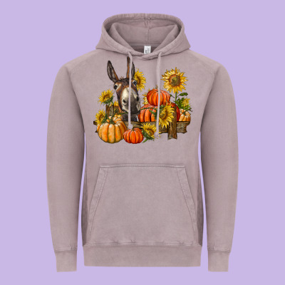 Donkey Sunflower And Pumpkin Farm Vintage Hoodie Designed By Barkaloodesign