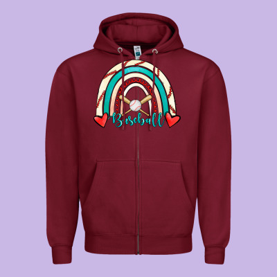 Baseball Rainbow Zipper Hoodie Designed By Ranaportraitstore