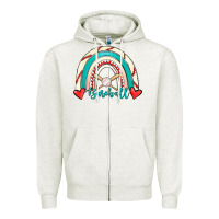 Oatmeal Heather Baseball Rainbow Zipper Hoodie - RanaPortraitStore
