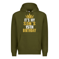Army Green it's my son's 15th birthday 15 years old boy t shirt Premium Hoodie - linhVisuals