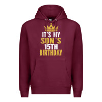 Burgundy it's my son's 15th birthday 15 years old boy t shirt Premium Hoodie - linhVisuals