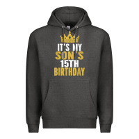 Charcoal Heather it's my son's 15th birthday 15 years old boy t shirt Premium Hoodie - linhVisuals