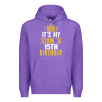 Purple it's my son's 15th birthday 15 years old boy t shirt Premium Hoodie - linhVisuals