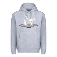 Heather Grey newanimaniacs pinky and the brain Premium Hoodie - linhVisuals