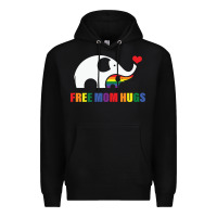 Black free mom hugs pride elephant rainbow Premium Hoodie - linhVisuals