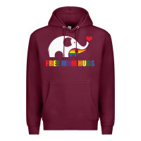 Burgundy free mom hugs pride elephant rainbow Premium Hoodie - linhVisuals
