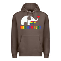 Coffee free mom hugs pride elephant rainbow Premium Hoodie - linhVisuals