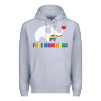 Heather Grey free mom hugs pride elephant rainbow Premium Hoodie - linhVisuals