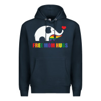 Navy free mom hugs pride elephant rainbow Premium Hoodie - linhVisuals