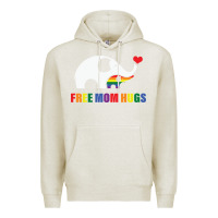 Oatmeal Heather free mom hugs pride elephant rainbow Premium Hoodie - linhVisuals
