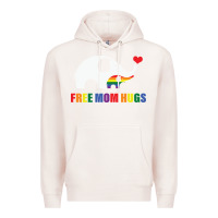 Pale Pink free mom hugs pride elephant rainbow Premium Hoodie - linhVisuals