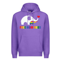 Purple free mom hugs pride elephant rainbow Premium Hoodie - linhVisuals