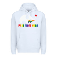 White free mom hugs pride elephant rainbow Premium Hoodie - linhVisuals