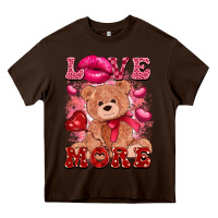 Chocolate Brown love more with toy bear Heavy Core Tee - FaDigitalArtStudio