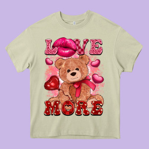 Love More With Toy Bear Heavy Core Tee Designed By Fadigitalartstudio