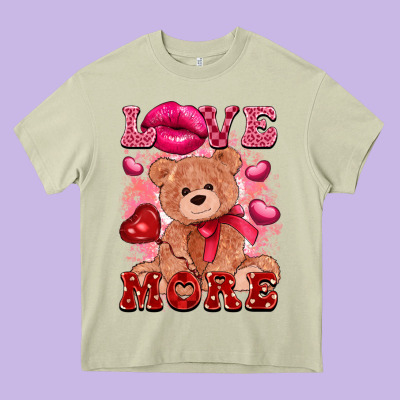 Love More With Toy Bear Heavy Core Tee Designed By Fadigitalartstudio