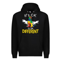 Black it’s ok to be different autism dinosaur Premium Hoodie - linhVisuals