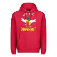 Cardinal it’s ok to be different autism dinosaur Premium Hoodie - linhVisuals
