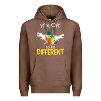 Chestnut it’s ok to be different autism dinosaur Premium Hoodie - linhVisuals