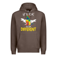 Coffee it’s ok to be different autism dinosaur Premium Hoodie - linhVisuals