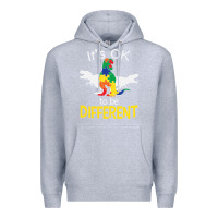 Heather Grey it’s ok to be different autism dinosaur Premium Hoodie - linhVisuals