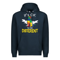 Navy it’s ok to be different autism dinosaur Premium Hoodie - linhVisuals