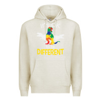 Oatmeal Heather it’s ok to be different autism dinosaur Premium Hoodie - linhVisuals