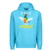 Ocean Blue it’s ok to be different autism dinosaur Premium Hoodie - linhVisuals