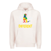 Pale Pink it’s ok to be different autism dinosaur Premium Hoodie - linhVisuals