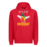Red it’s ok to be different autism dinosaur Premium Hoodie - linhVisuals